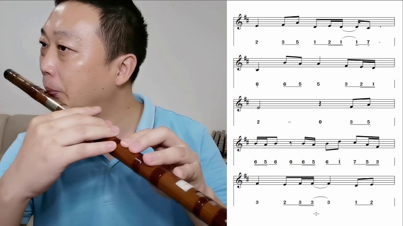 Slow version 《WangXian》D key dizi flute practice with staff notation《忘羡》慢节奏练习 D调竹笛 简谱五线谱 @Dan Tang