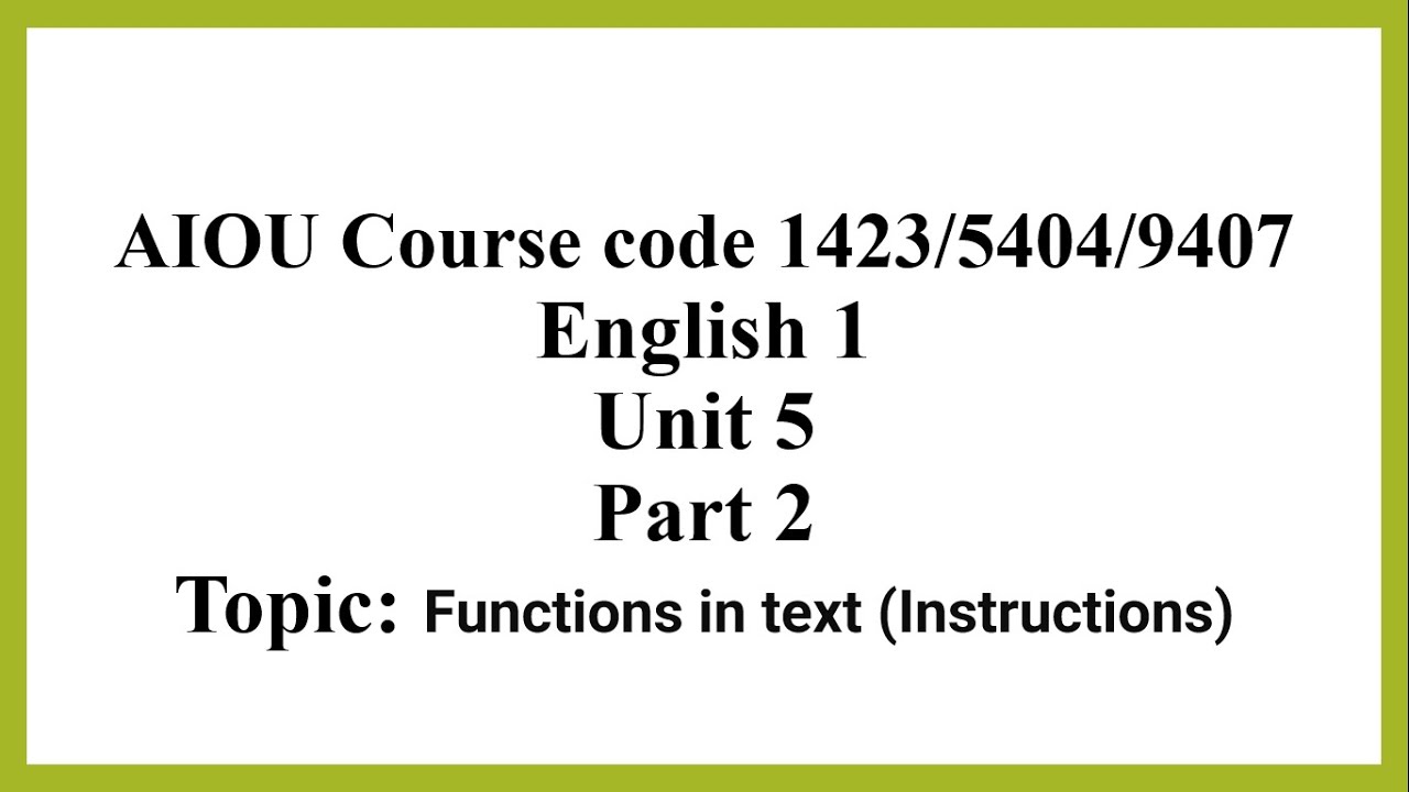 Functions in text (1423/5404/9407 Unit 5 part 3)