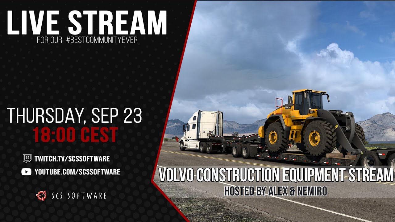 Hauling Volvo Construction Equipment with SCS Software! 🚛🚧