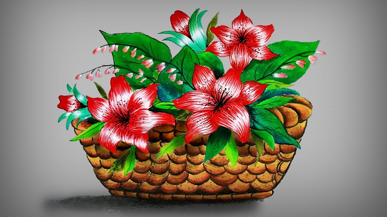 Flower Drawing step by step || Flower Drawing with Oil Pastel