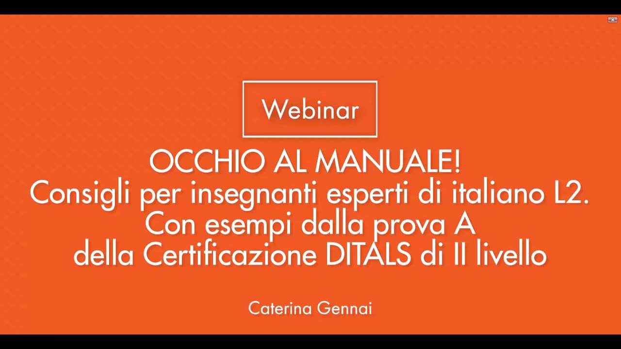 OCCHIO AL MANUALE! Consigli per insegnanti esperti di italiano L2.