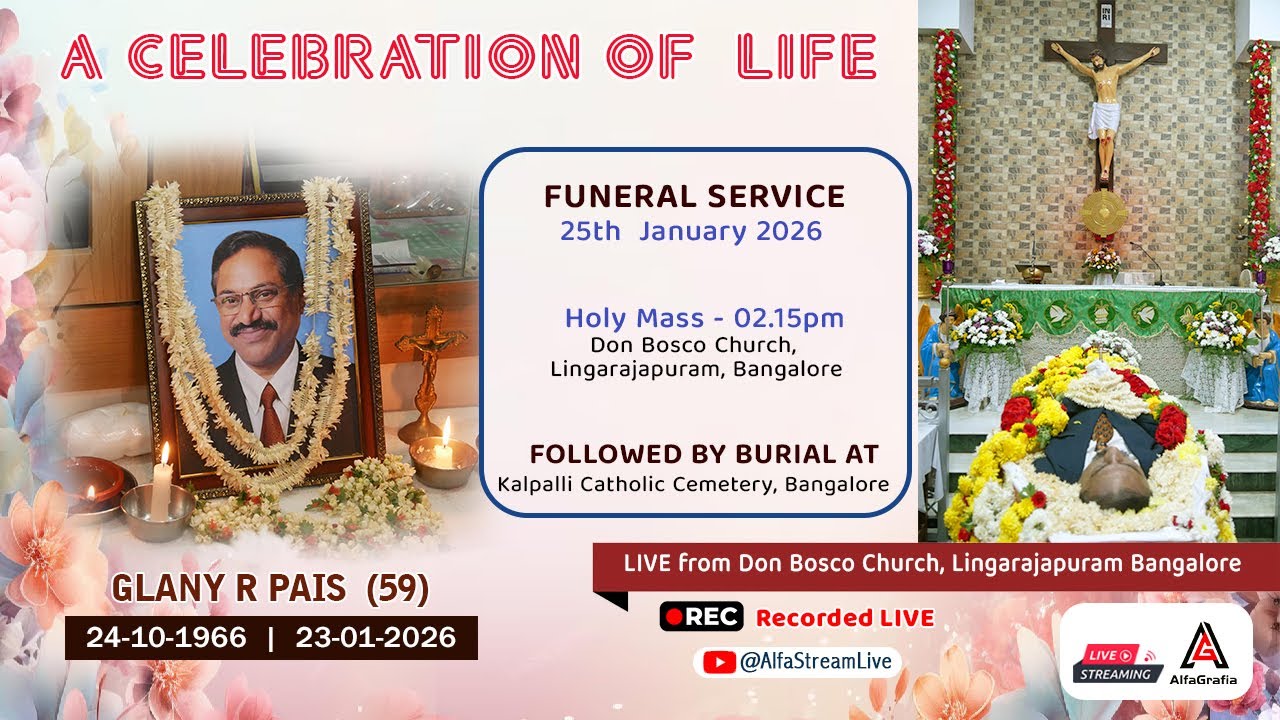 Recorded Live | Final Journey of Glany R. Pais (59) | 25 Jan 2026 | Don Bosco Church, Bengaluru