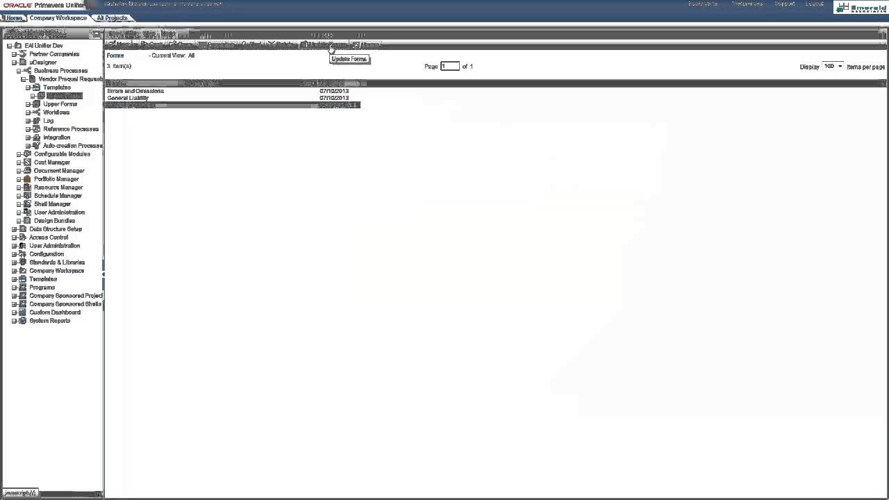 How to Modify Business Process Forms in Oracle Primavera Unifier