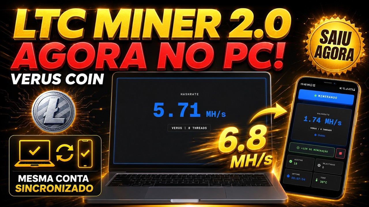 SAIU O LTC MINER 2.0 PRO PC: AGORA D&Aacute; PRA MINERAR VERUS COIN NO COMPUTADOR TAMB&Eacute;M (PASSO A PASSO)