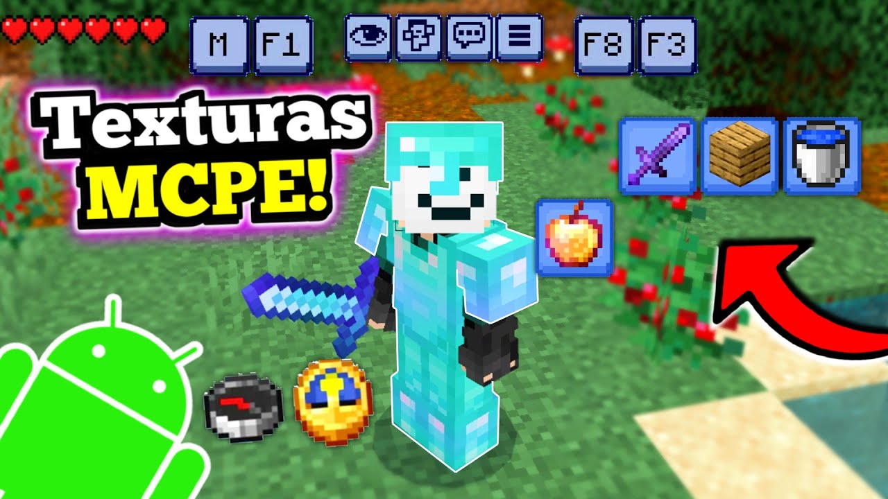 🔥 LAS 3 TEXTURAS NECESARIAS de MCPE ANDROID! 🤩 | 1.21.X | NUEVOS BOTONES! | F1, F3, F8 Y MAS!!