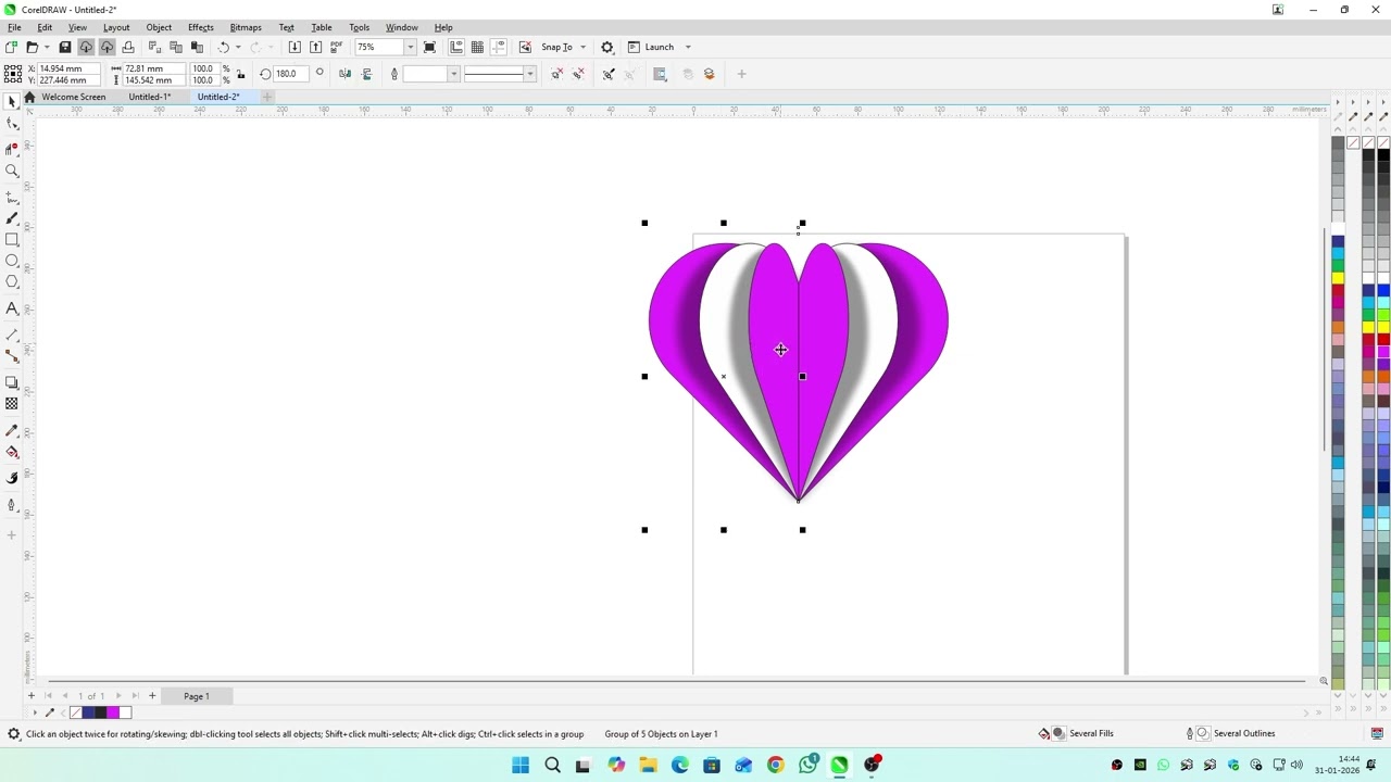 Create a heart in Corel Draw