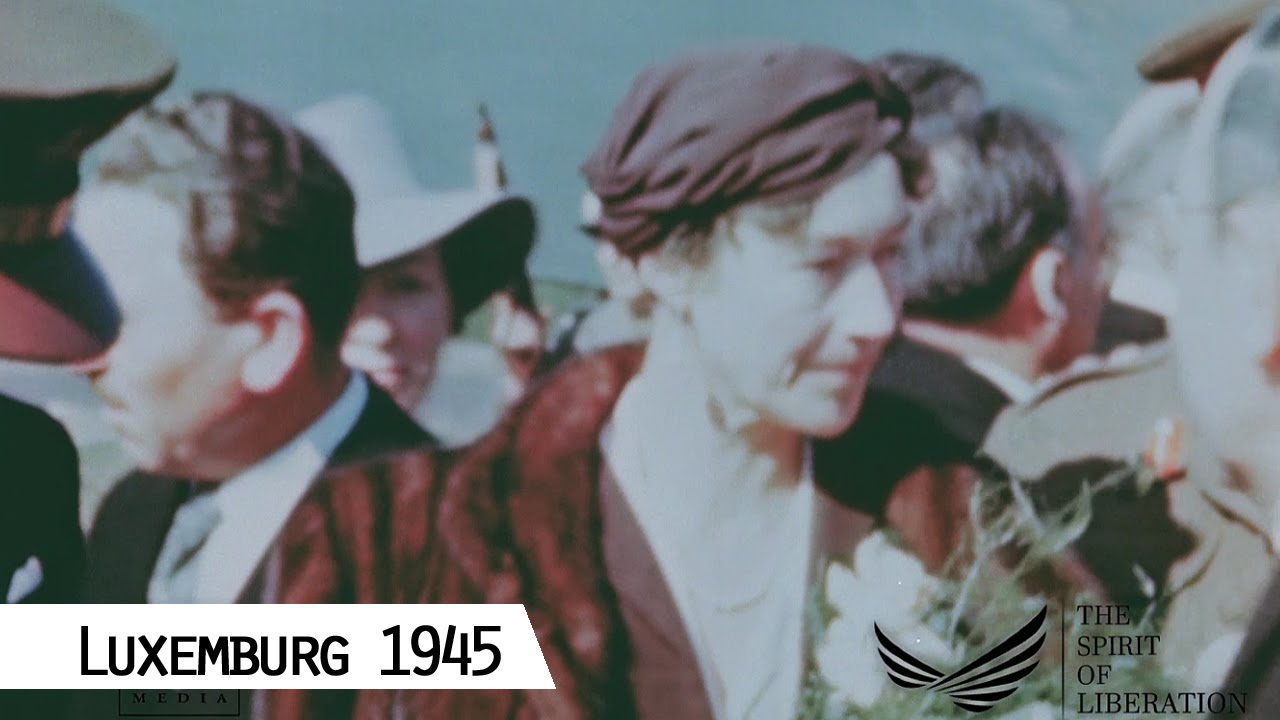 Luxemburg 1945 - Grand Duchess Charlotte returns from exile in Montréal, Canada (in color and HD)