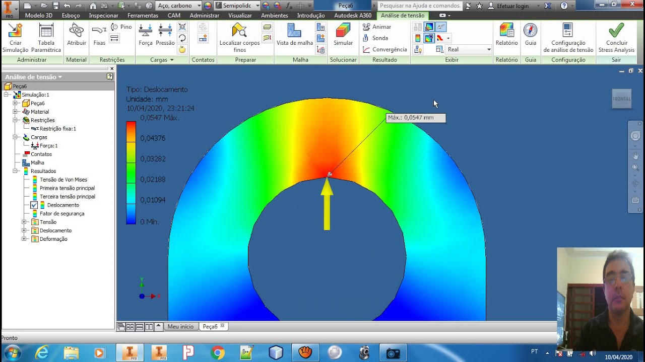 Analise de tensão em um olhal de içamento. (Autodesk inventor)