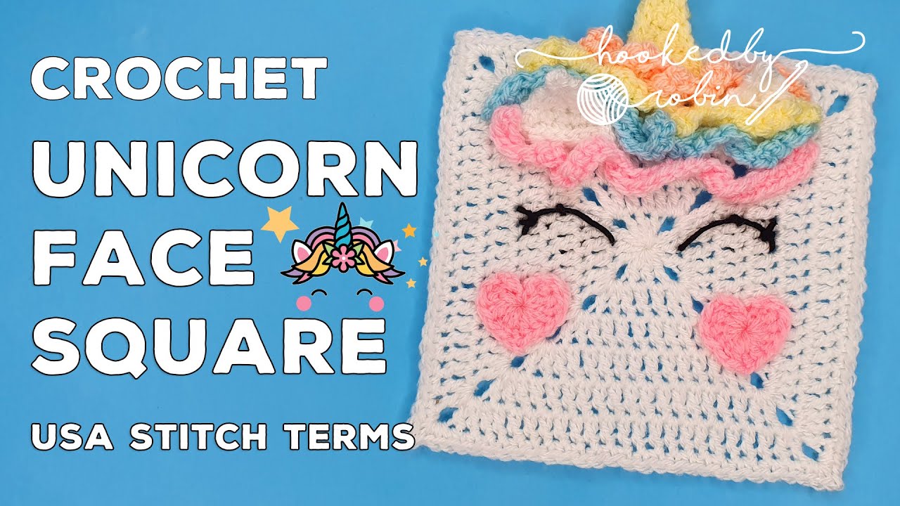 Crochet Unicorn Face Square 🦄 Unicorn Dreams Blanket CAL