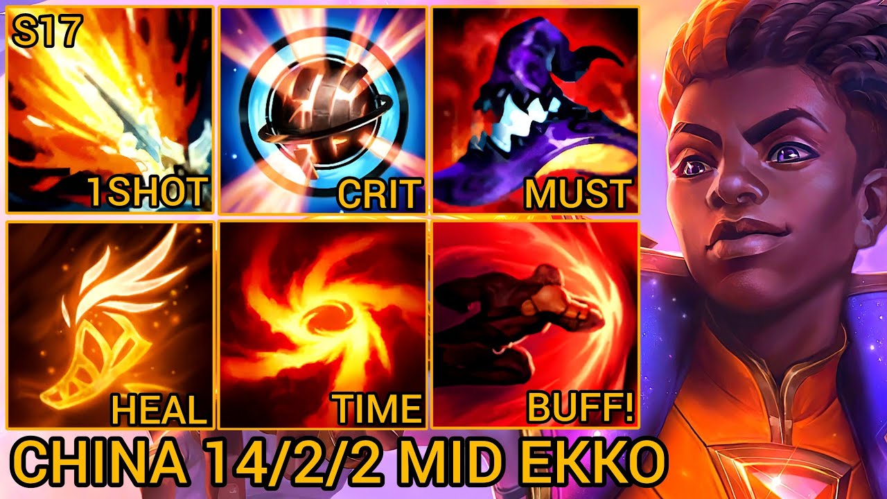 Ekko Mid Lane MVP 14/2/2 - China Server Wild Rift Best High Tier New Build Season 17