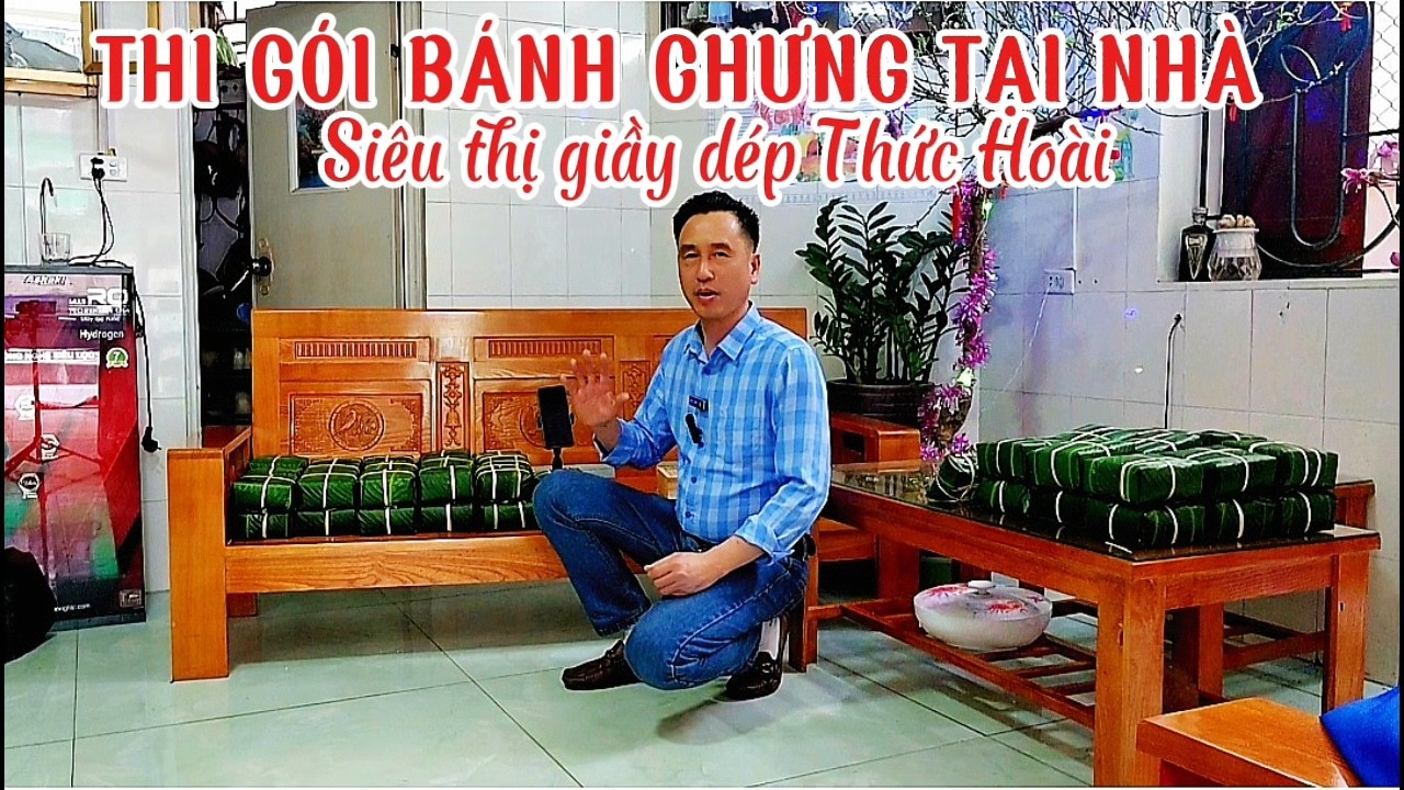 Thi gói bánh chưng của siêu thị giầy dép Thức Hoài