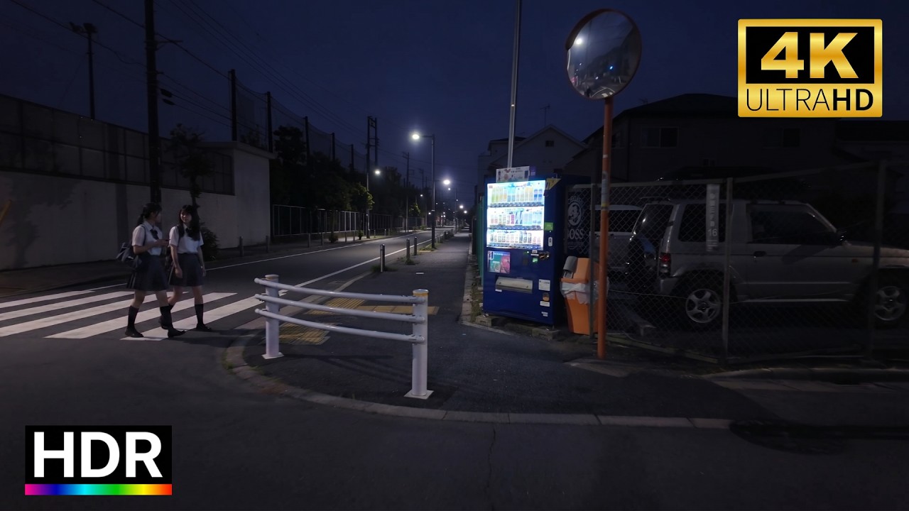 【4K/HDR】深夜の東京散歩。静かな郊外の住宅街を散策。夜空がだんだんと明るくなっていく様子｜日本