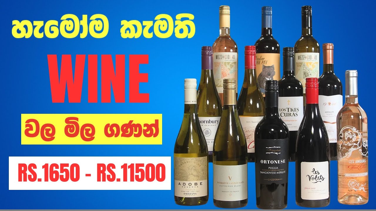 හැමෝම කැමති wine වල මිල ගණන්| 2️⃣0️⃣2️⃣4️⃣🍷🍷