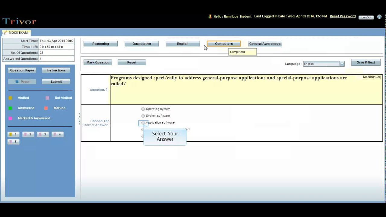 ONLINE IBPS BANK EXAM DEMO