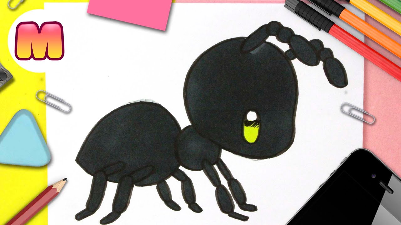 COMO DIBUJAR UNA HORMIGA KAWAII - dibujos kawaii faciles - Como dibujar animales kawaii