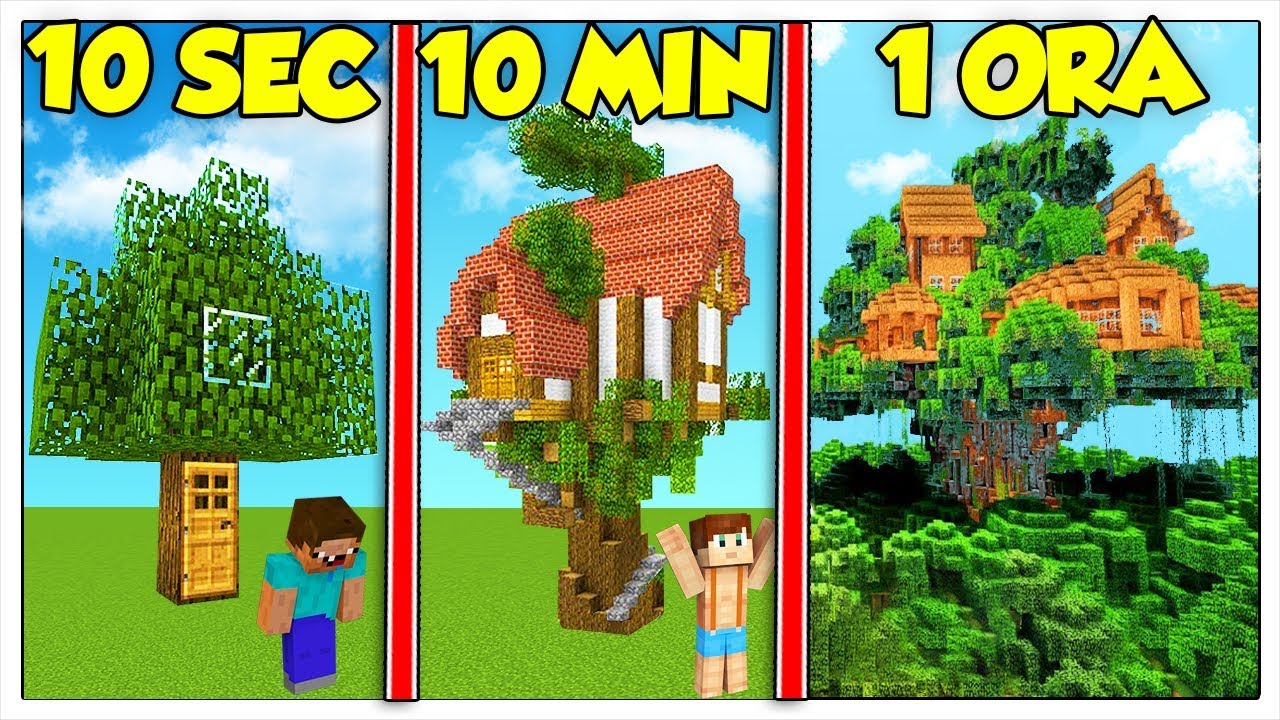 CASA SULL’ALBERO DA 10 SECONDI CONTRO 10 MINUTI VS 1 ORA! - Minecraft ITA