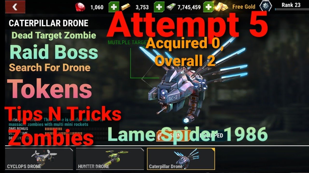 Dead Target: Zombie Raid Boss Mission Search For Caterpillar Drone Tokens 5th Attempt Lamespider1986