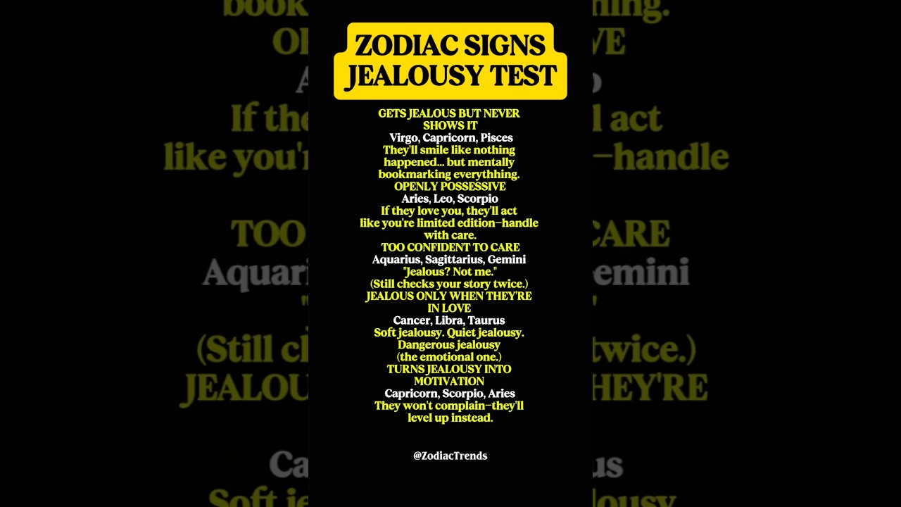 Zodiac Sign Jealousy Test #zodiac #zodiacsigns #astrology #horoscope #tarot