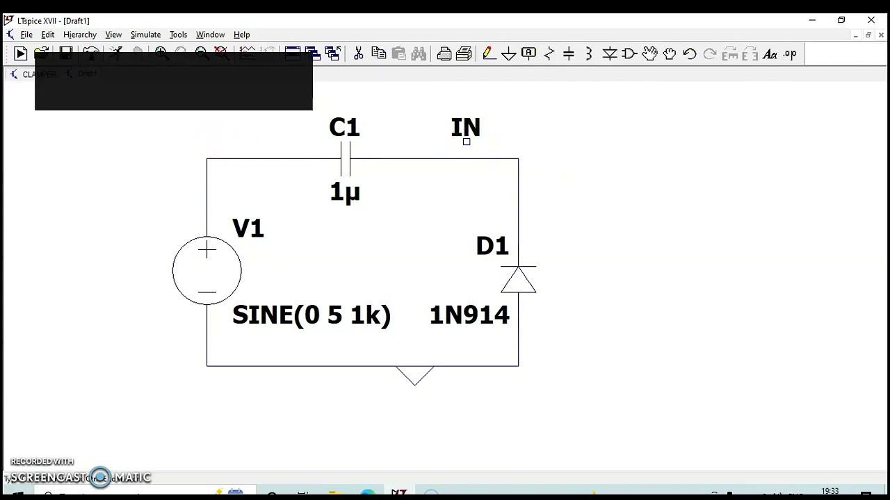 CLAMPER CIRCUIT ------- WAVEFORMS- TRANSFER CHARACTERISTICS USING TRANSIENT ANALYSIS