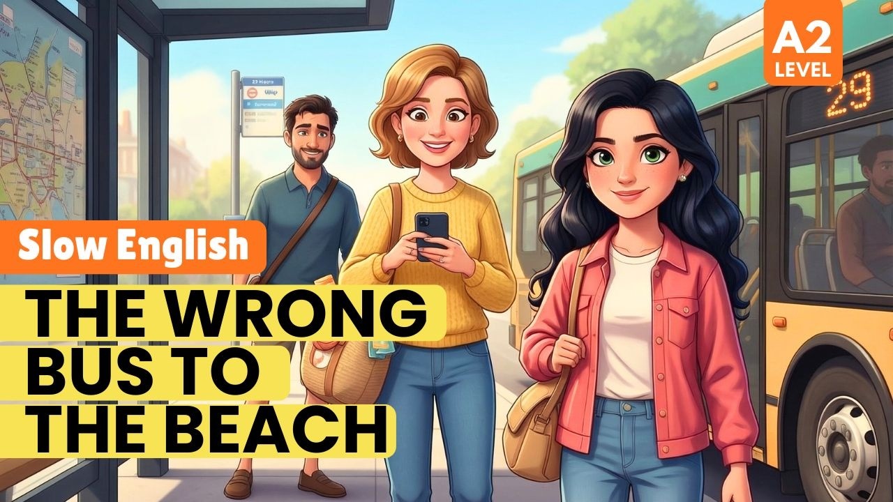 The Wrong Bus To The Beach | Easy English Listening Practice (A2 Level)