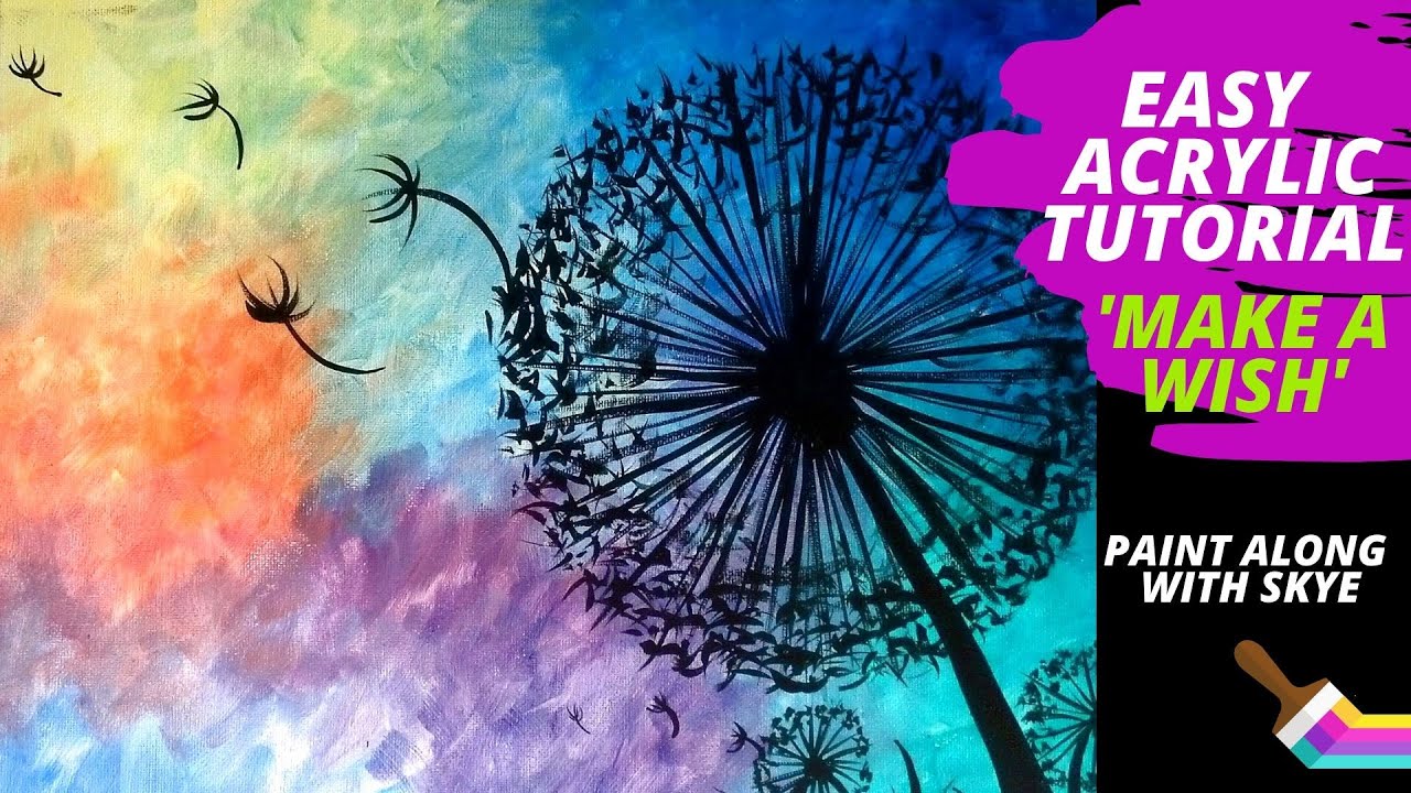 ✨EP3- 'Make a Wish' - easy painted dandelions - acrylic painting tutorial for beginners