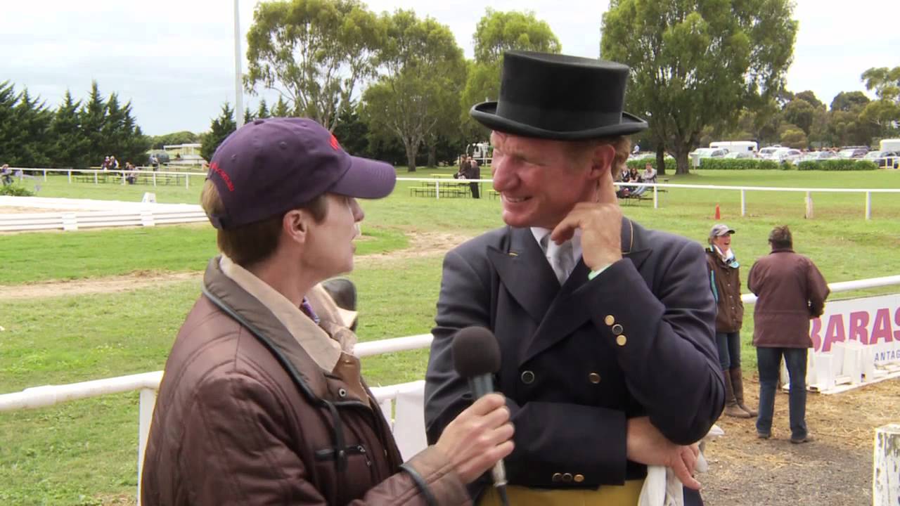 Ricky MacMillan interviewing Heath Ryan at the Saddleworld Dressage Festival