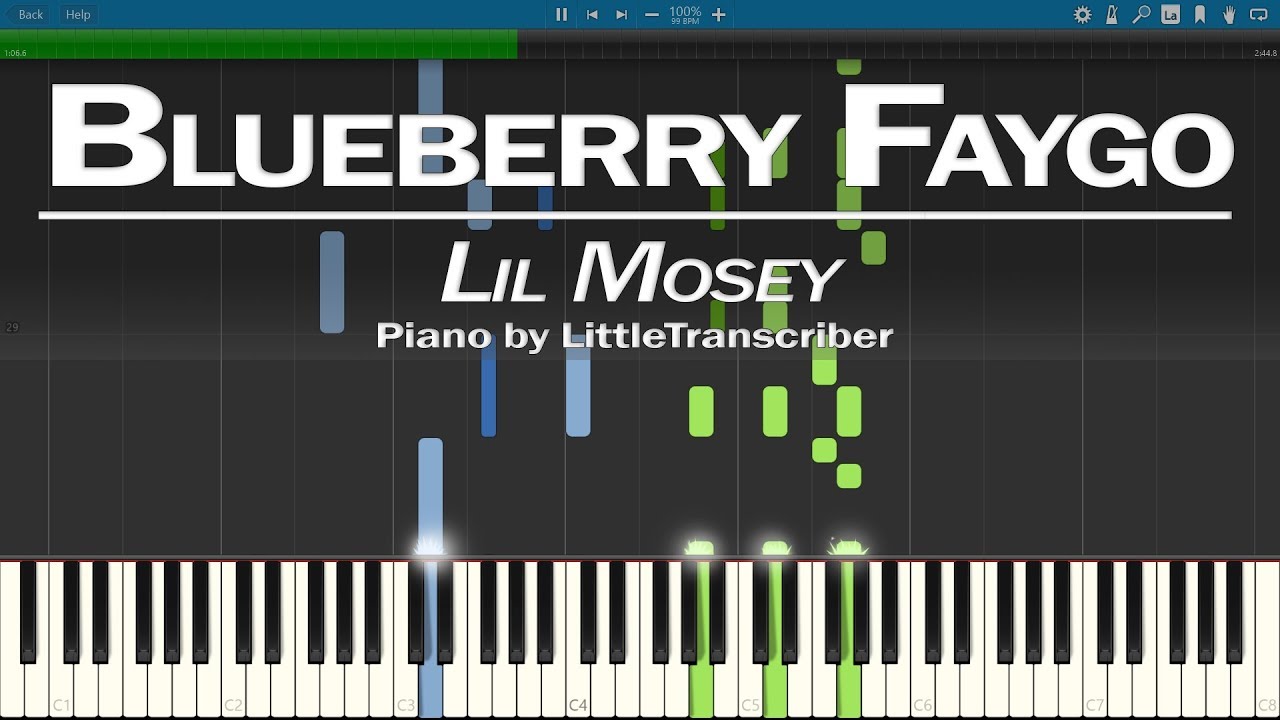 Lil Mosey - Blueberry Faygo (Piano Cover) Synthesia Tutorial by LittleTranscriber