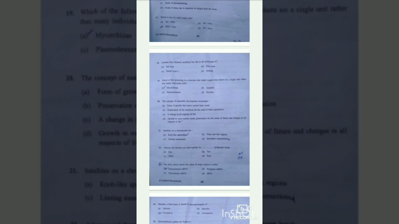 KUK M.Sc.Botany Entrance 2023 Solution