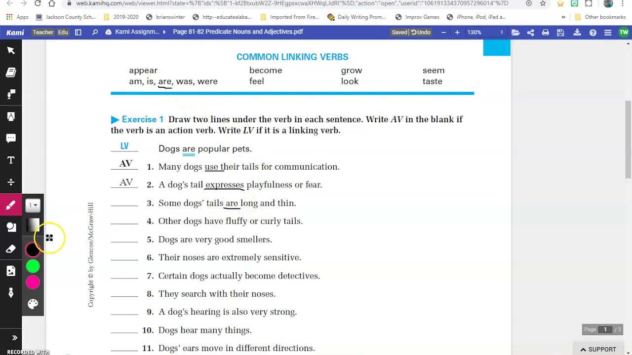 Predicate Noun and Predicate Adjectives