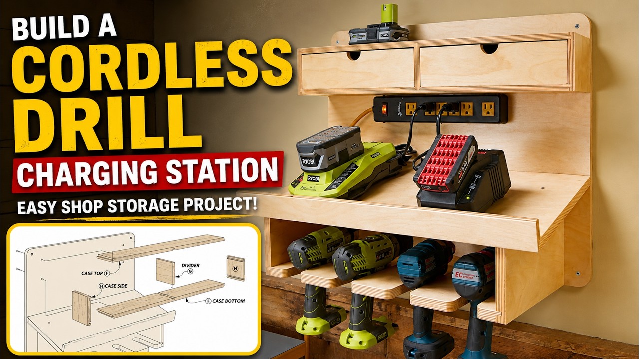 Build a Cordless Drill Charging Station | Easy Shop Storage Project