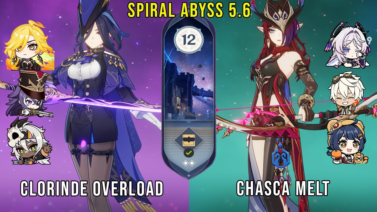 C0 Clorinde Overload and C0 Chasca Melt | Genshin Impact Abyss 5.6 Floor 12 9 Stars