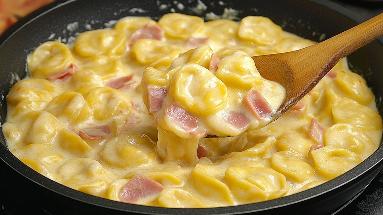 Ich koche es fast jeden Tag! Faules Abendessen One Pot. Tortellini in Schinken Sahne Soße Rezept