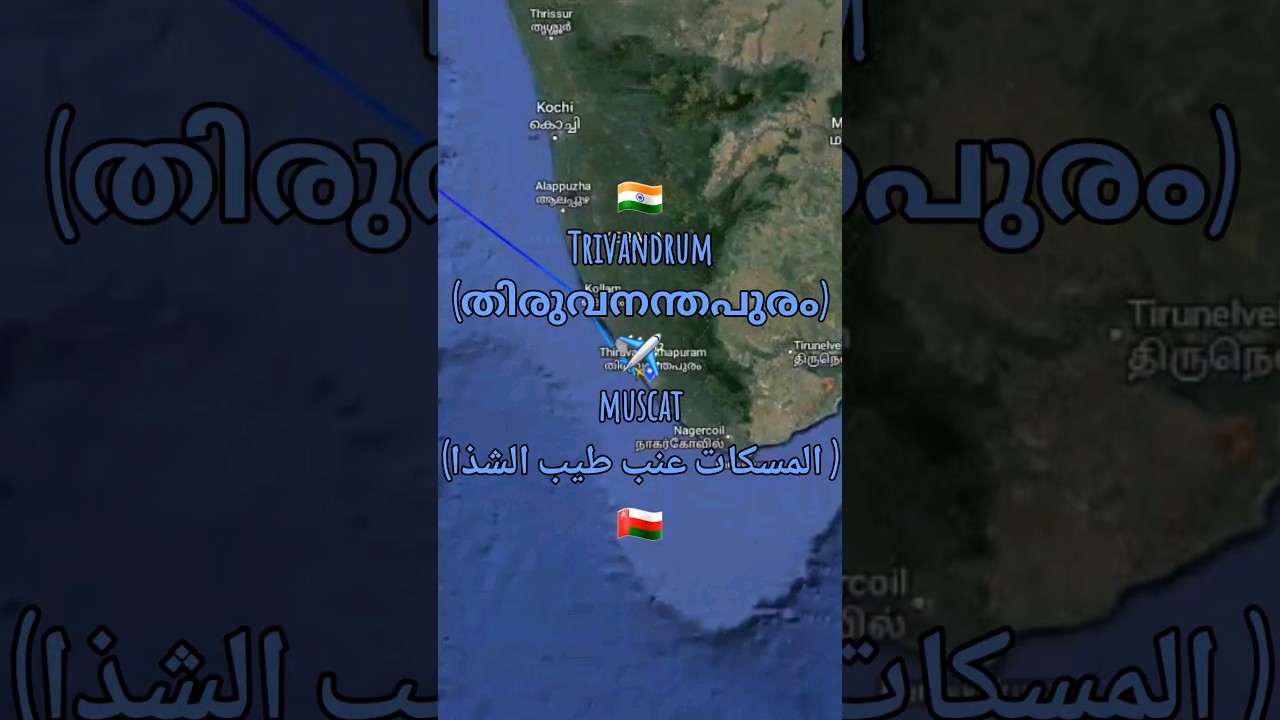 🇮🇳 Thiruvananthapuram to Muscat 🇴🇲 Flight Route Tracking #shortsfeed #shorts