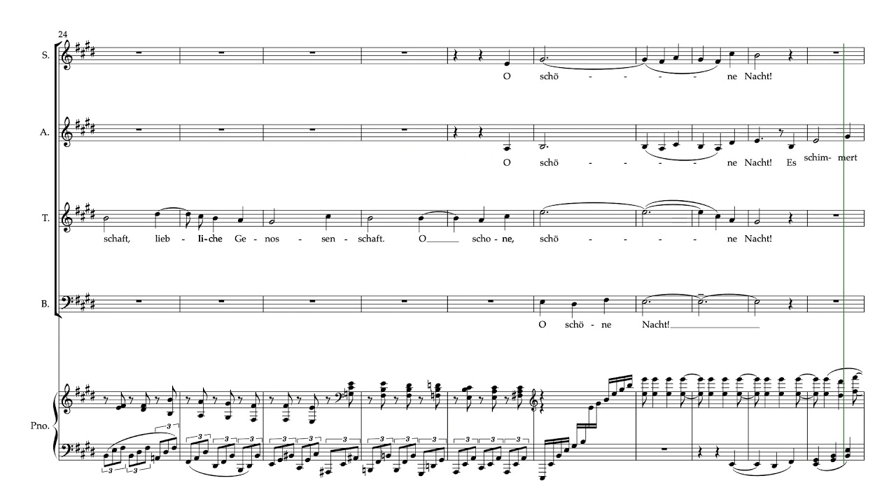 O Schone Nacht Bass Part Predominant Brahms