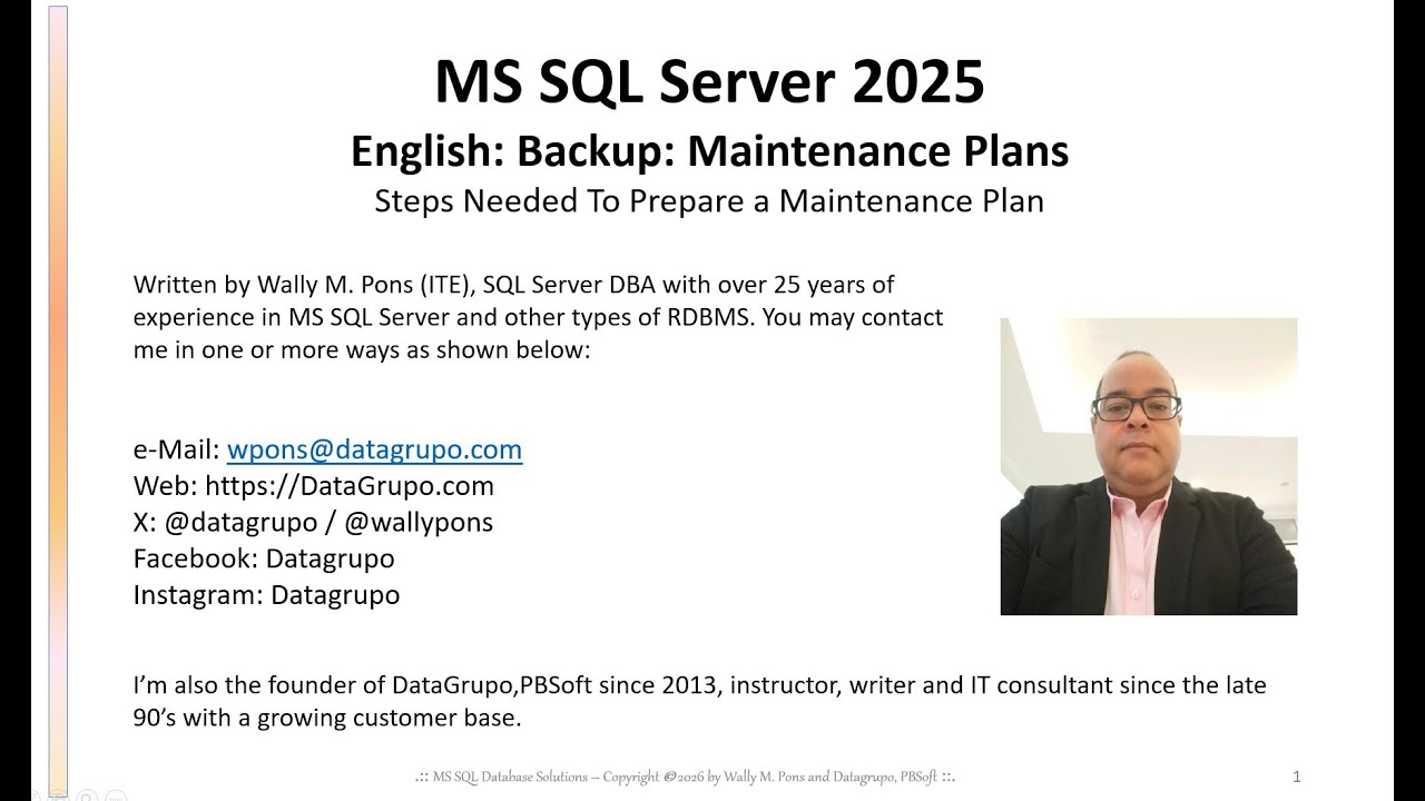 MS SQL Server Shorts: English: Maintenance Plans