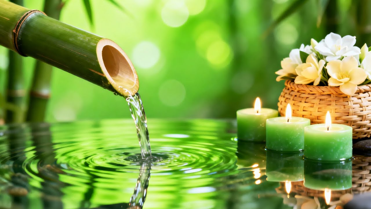 Deep Sleep Music | Bamboo Fountain Sounds & Piano | 癒しBGM