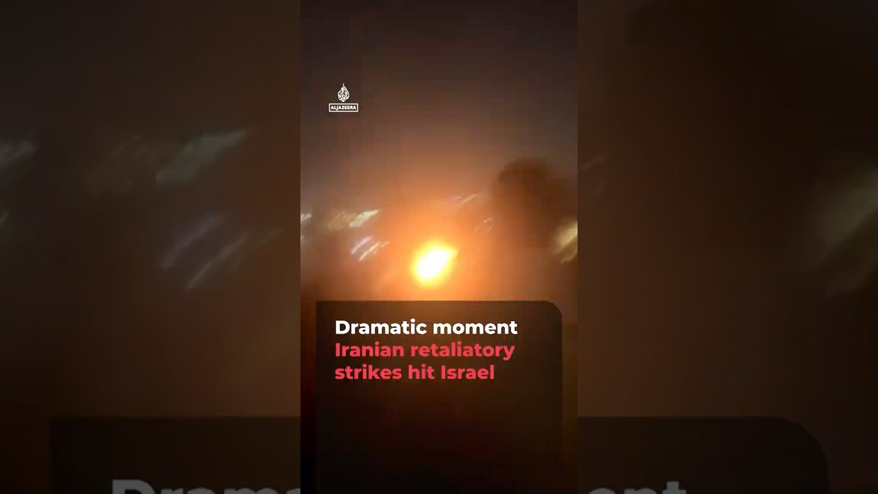 Dramatic moment Iran&rsquo;s retaliatory missile barrage hits Israel | AJ #shorts
