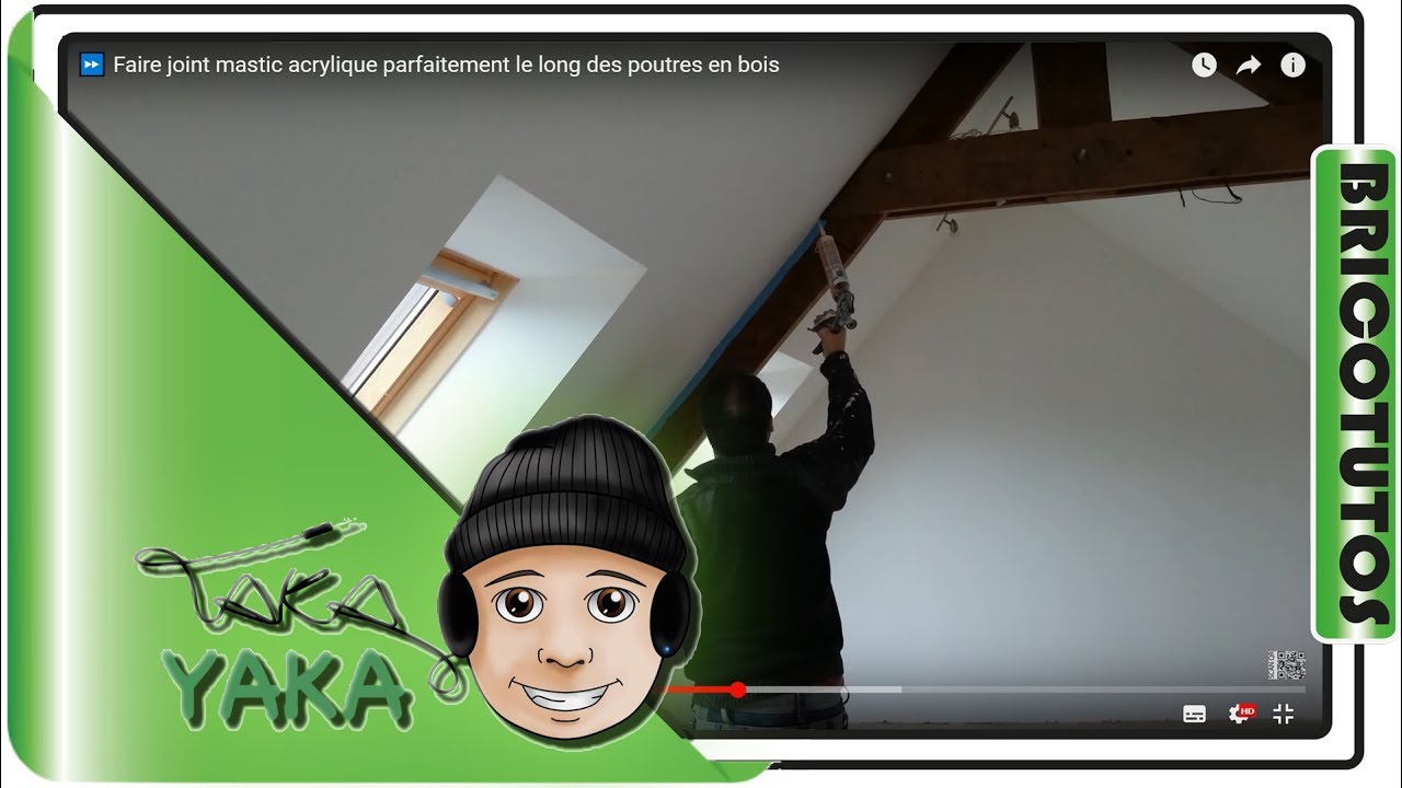 ⏩ Faire joint mastic acrylique parfaitement le long des poutres en bois
