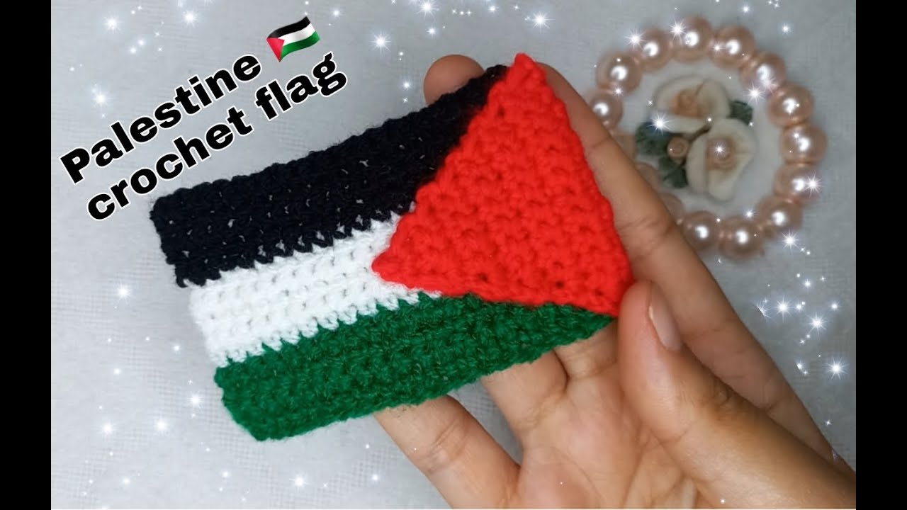 طريقة عمل علم فلسطين كروشيه دولتي الحبيبة ❤ how to crochet Palestine crochet flag