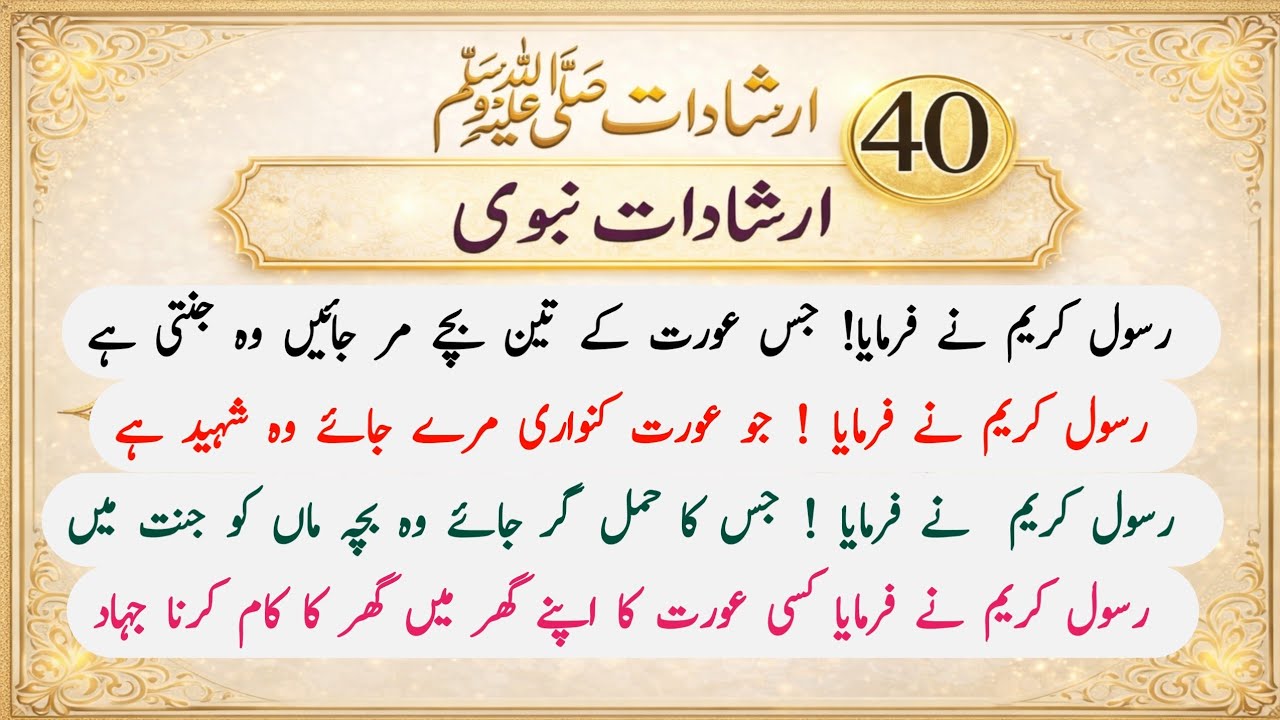Ahadeeh e Mubarak in Urdu | hadees in Urdu 