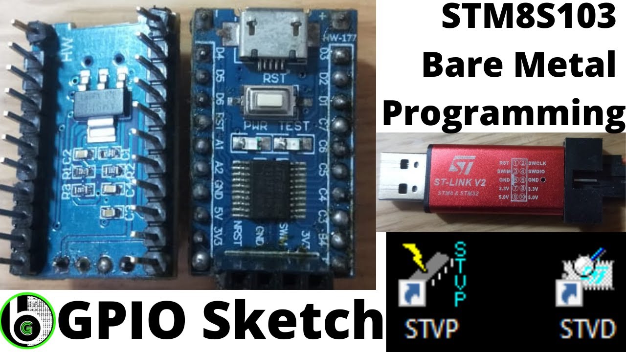 Getting Started with STM8 MCU: GPIO BLINK(EmbeddedC code)||STLINKV2||STVD||STVP||STM8S103||Cosmic