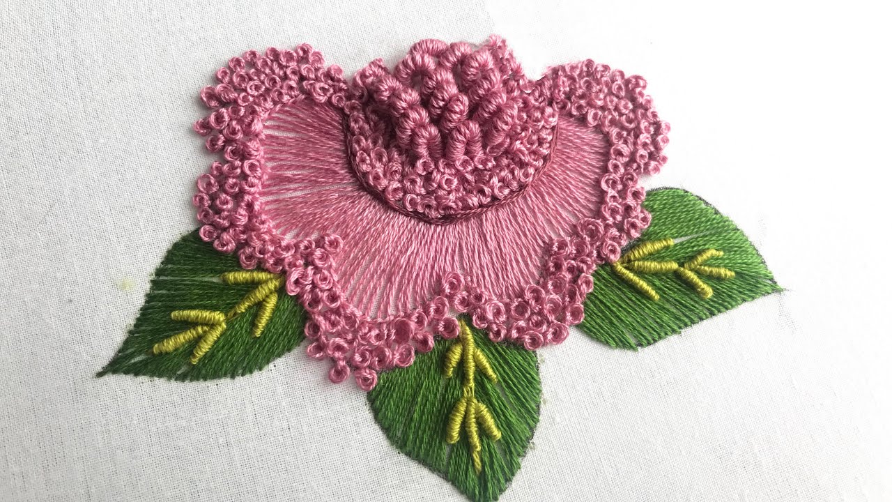Hand Embroidery: Amazing Brazilian Flower Embroidery /Brazilian Stitches for beginners / Needle Art