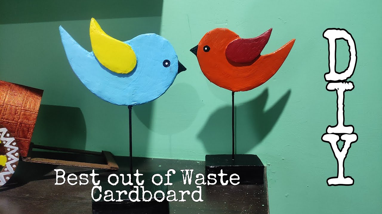 How to make a Bird using Cardboard :: Best out of Waste :: Diy