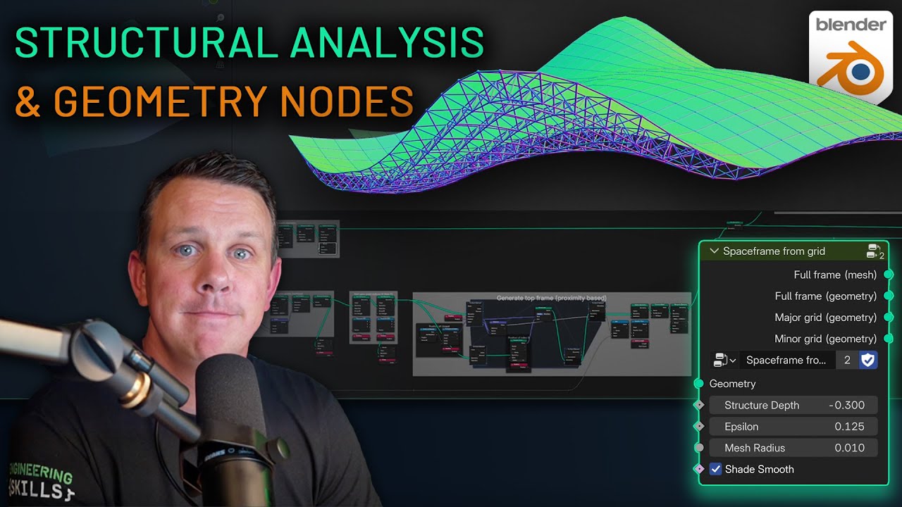 Blender Geometry Nodes Spaceframe & Structural Analysis with the StructureWorks Addon