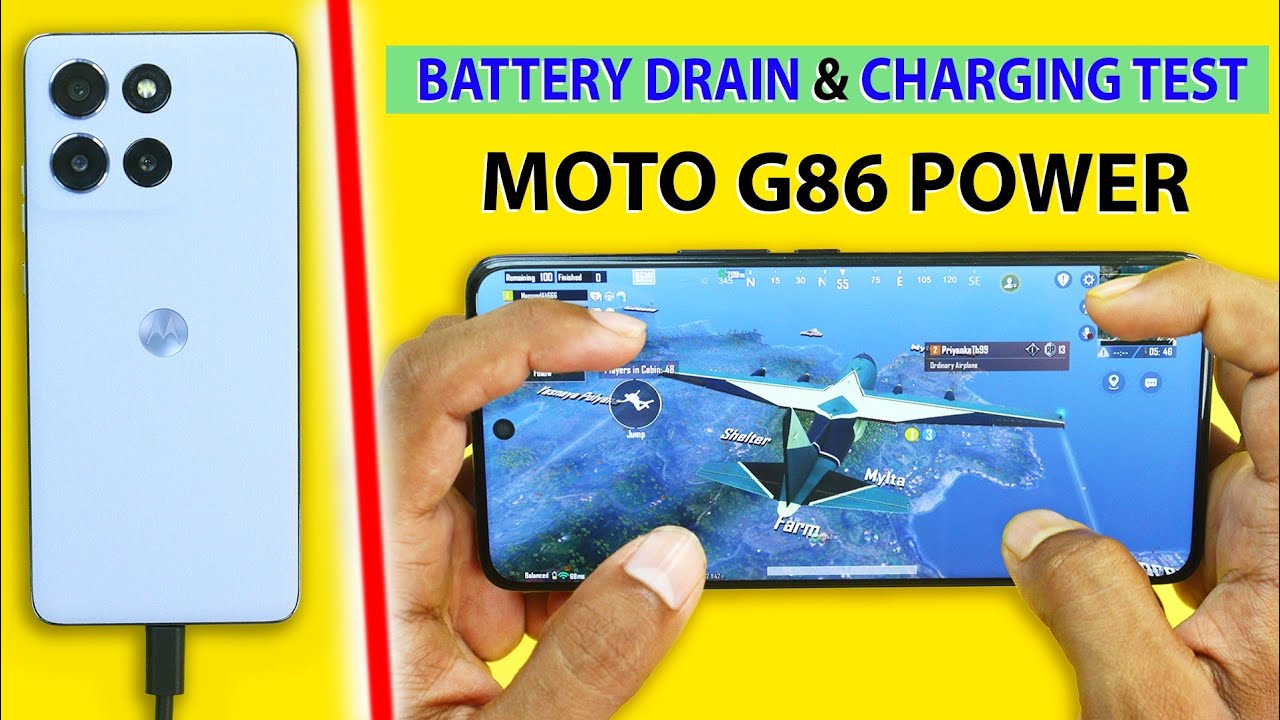 Moto G86 Power Battery Drain and Charging Test -  Only BGMI Game Play🔥