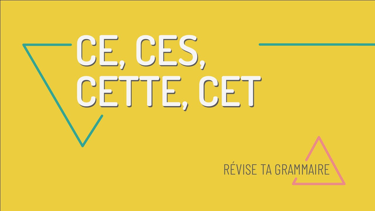 Ce cette cet ces : les adjectifs démonstratifs