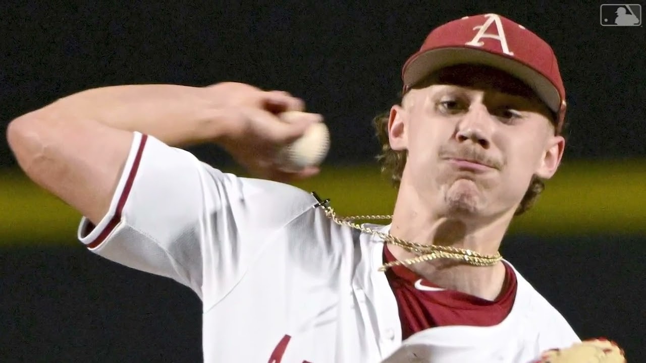 Предварительный обзор драфта MLB 2026 года: Карсон Уиггинс, правый питчер, Арканзас.