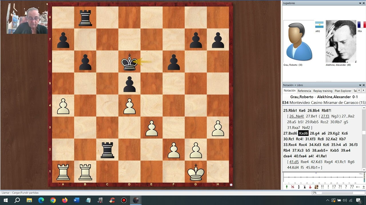 FINALES DE PARTIDA; FINALES DE TORRES. GRAU - ALEKHINE, 25/03/1938, MONTEVIDEO. TORRES ACTIVAS!