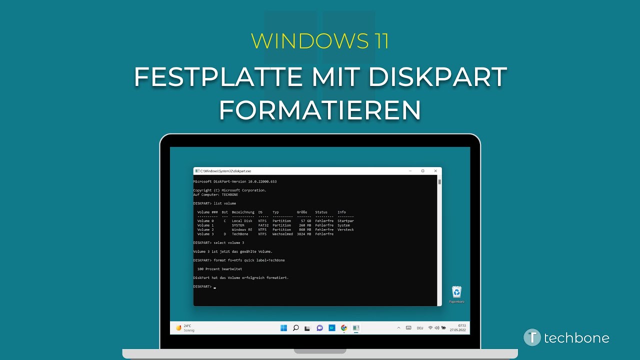 Festplatte mit DiskPart formatieren [Windows 11]