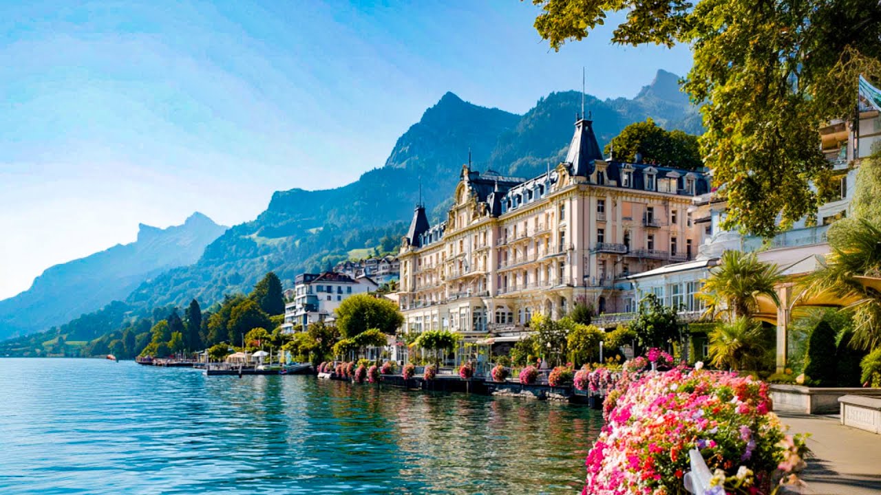 Витцнау | Очаровательная деревня у подножия горы Риги 🇨🇭 4K пешеходный тур | Швейцария